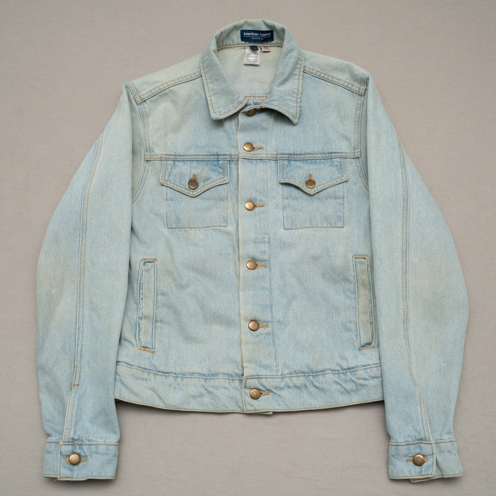 Vintage 90s American Apperel Distressed Lightwash Denim Type 3 Jacket USA Made S
